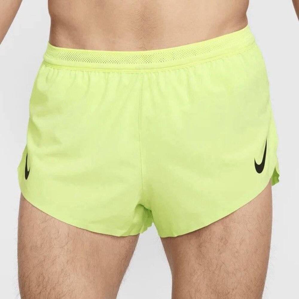 Nike Dri-FIT ADV Men’s Size L AeroSwift 2" Light Lemon Black Running Shorts